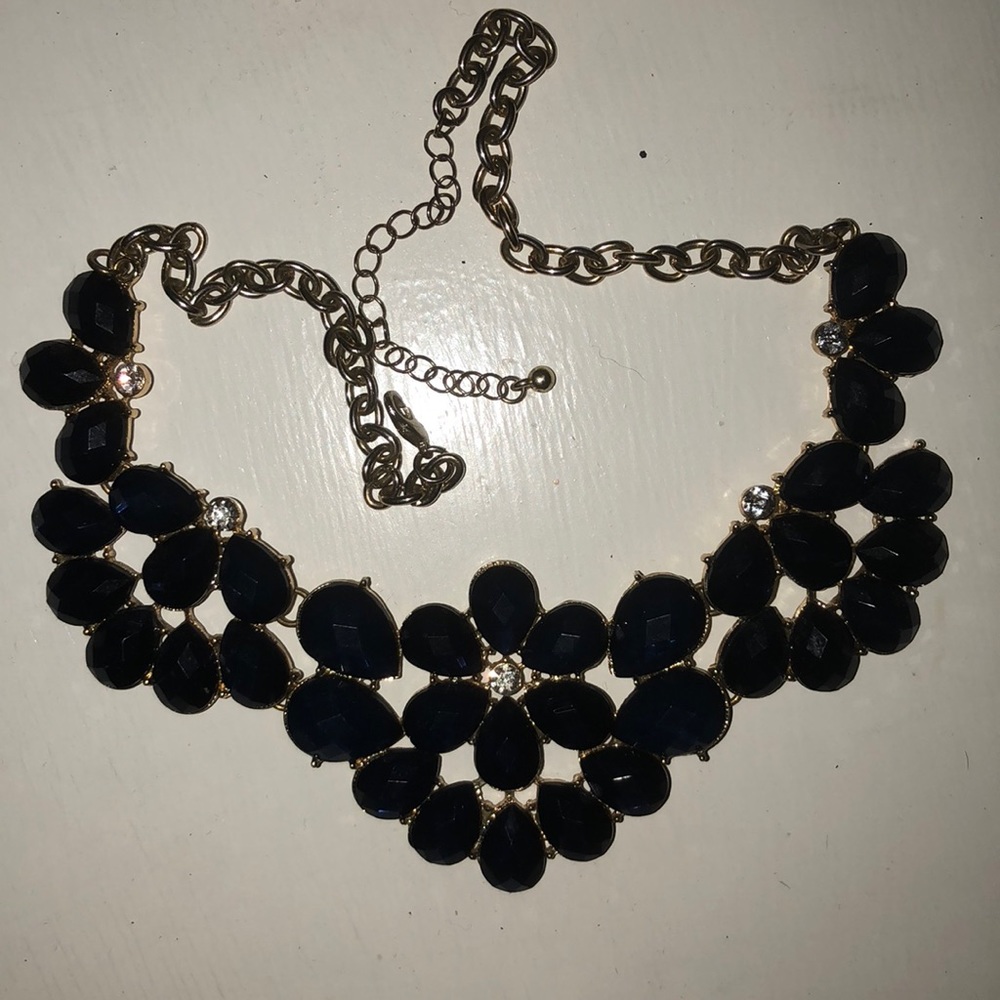 Navy Floral Necklace
